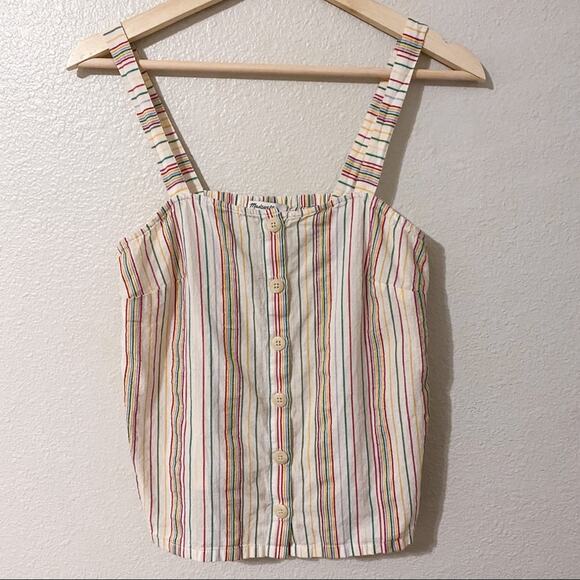 Madewell Button-Front Cami Tank in Textural Rainbow Stripe - Picture 3 of 7